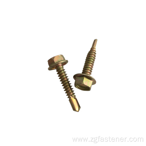 C1022A Hex Flange Head Yellow Zinc Self-Drilling Screw Yellow zinc Flange Screw